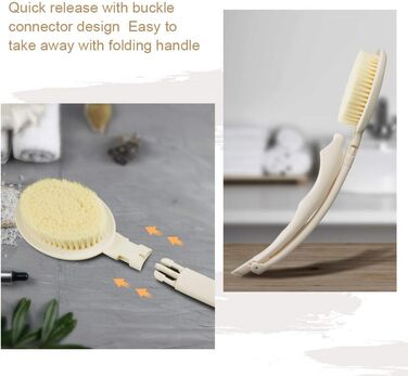 3-в-1 скребок для спини, аплікатор крему для тіла з довгим руків'ям, губка, пемза, люфа для душу. Білий, універсальний розмір