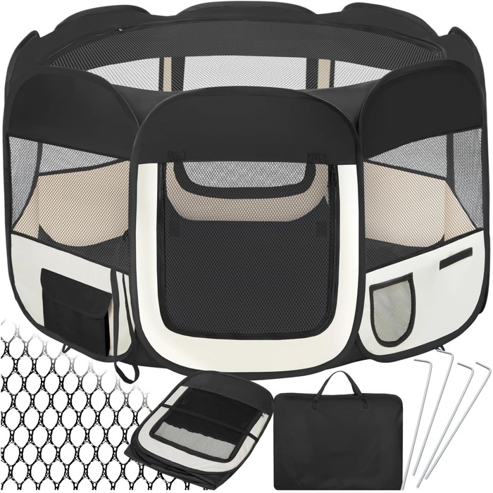 Тектейк® Вольєр для цуценят, вольєр для тварин, віп-коробка для собак, котів, кроликів, вигул, загін для квартири або кемпінгу - огорожа для собак, ґрати для собак, вольєр для вигулу, вольєр для дрібних тварин - рожевий (чорний)