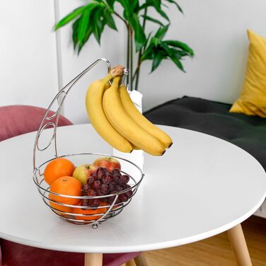 Металева фруктова корзина Exzact з тримачем для бананів, 41 см, срібляний хром