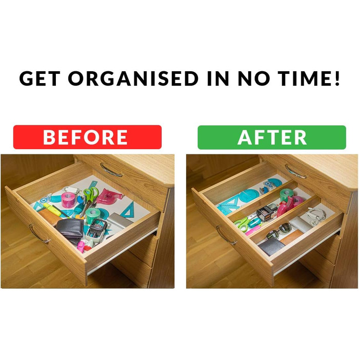 Bamboo Drawer Dividers for Kitchen - Organizational Set of 4 - Spring-Loaded Adjustable & Expandable Drawer Organization