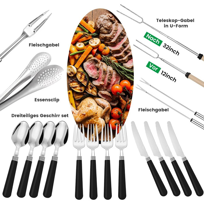 Набір кухонного посуду Berglander 27 предметів: для кемпінгу, пікніків та грилю