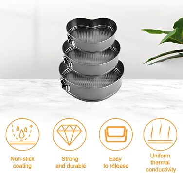 Набір форм для випічки торти та випічки, квадратні, чорні, металеві, знімний дно, антипригарне покриття, 20/22/24 см