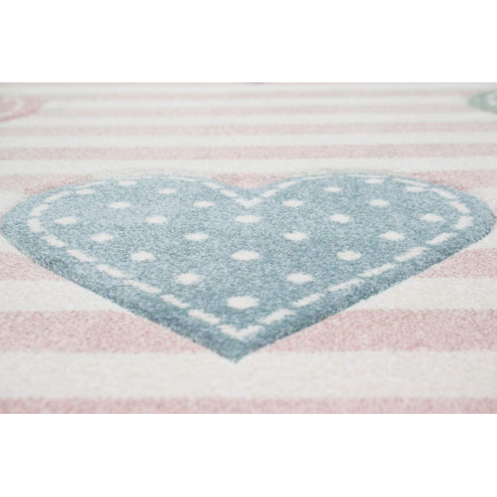 Dreamy Rug Children's Rug Hearts Children's Room Rug Girl in Pink, Purple, Green Size 80x150 cm