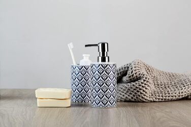 Дозатор для мила WENKO Lorca з кераміки, 0.36 л, блакитний, 18 x 7 x 8.5 см