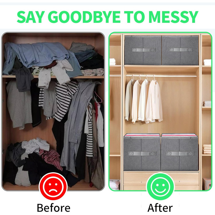 6-Piece Closet Organizer Organization System, Stackable Clothes Closet Organizer, Pants Organizer for Closet, Clothes Organizer, Clothes Storage Box Storage Boxes with Handle (7 Storage Compartments)