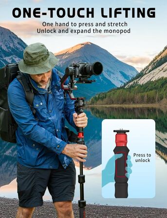 Штатив-монопод IFOOTAGE Cobra 3 C180F-P з підніжжям, 181 см, карбон, до 8 кг