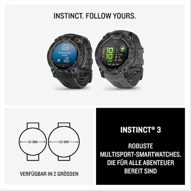 Розумний годинник Garmin Instinct 3 45mm AMOLED - GPS, Multisport, Health Coach, Чорний