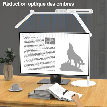 LED лампа настільна 72 см з регулюванням яскравості, денне світло, поворотна, для офісу та дому, автоматична лампа для роботи та малювання, білий колір