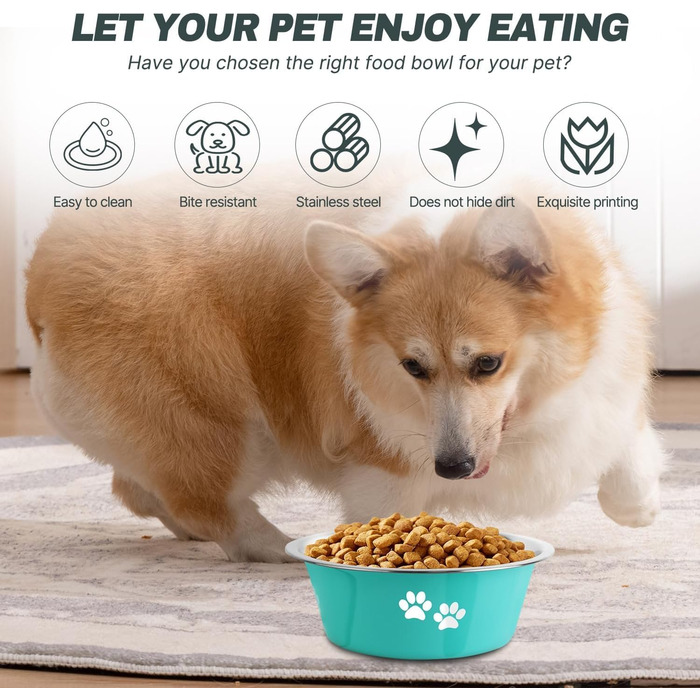 Набори мисок для собак YUDANSI (2 шт.) – зелено-сірі миски з нержавіючої сталі з антиковзною основою для собак середніх та великих порід, Ø 21 см, 1560 мл