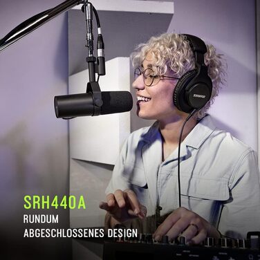 Навушники Shure SRH440A Over-Ear для моніторингу та запису, професійні студійного класу, розширений частотний діапазон (2022)