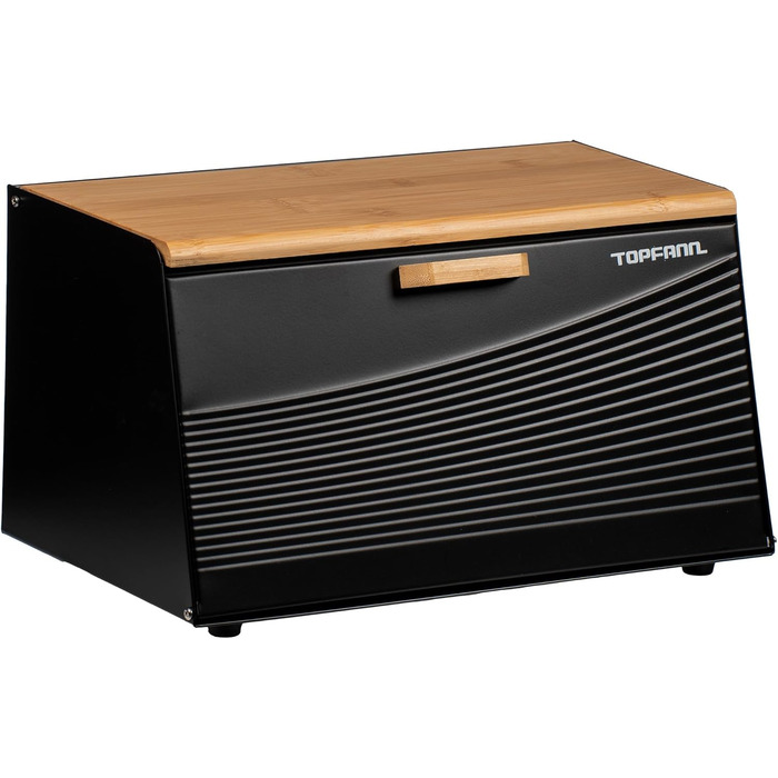 Бак для хліба з бамбука та металу, чорний | Бак для хліба, контейнер для хліба