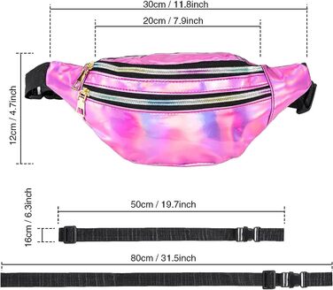Сумка на пояс 80-х для жінок, лазерний стиль, блискітки, регульований ремінь, водонепроникна, для відпочинку, подорожей, туризму (фіолетова)