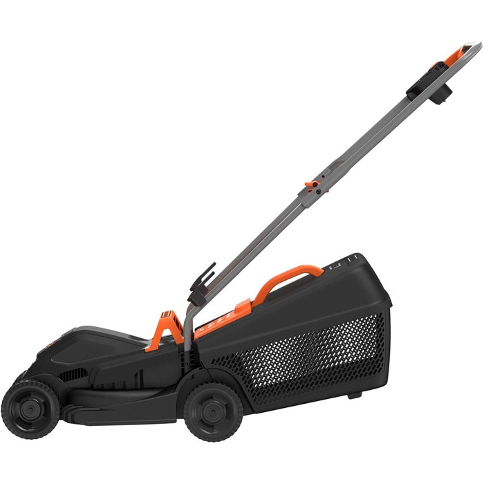 Електрична газонокосарка Black+Decker BEMW351, 1000 Вт, 32 см, 3-рівневе регулювання висоти, 35 л травозбірник, для малих садів, мультиколор