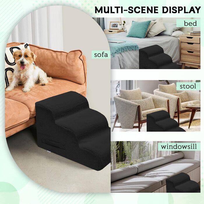 Сходинка для собак Mesa Lemon - 4 сходинки, сіра, для маленьких собак, нековзна, знімна, для дому та авто