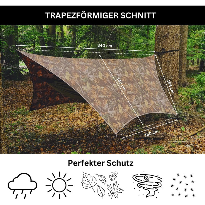 Тент AMAZONAS Ultra-Light Traveller Tarp Forest - ультралегкий, 650г, 25x10 см, камуфляж, для захисту від негоди