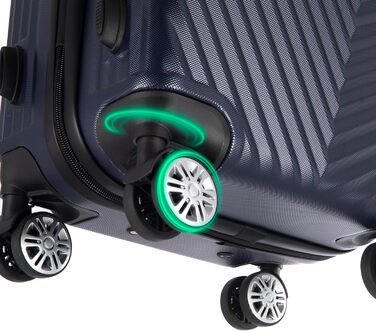 Набір валіз xRace 3-частинний ABS, 20/24/28 дюймів, ручна поклажа, TSA замок, 360° колеса, стійкий до ударів, з преміум підкладкою (Морська блакить)