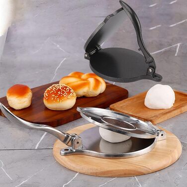 Пресс для тортилій з алюмінієвого сплаву, ручний, для приготування тако, патоконів, тортилій, роті, піци (20 см, чорний)