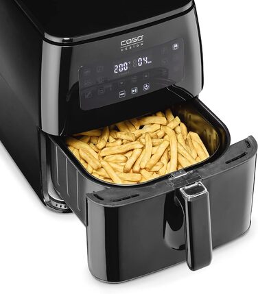 CASO AF 600 XL - large hot air fryer with a 6L basket volume, 12 automatic programs, sensor-touch control, timer from 1-60 minutes, removable basket (dishwasher-safe)