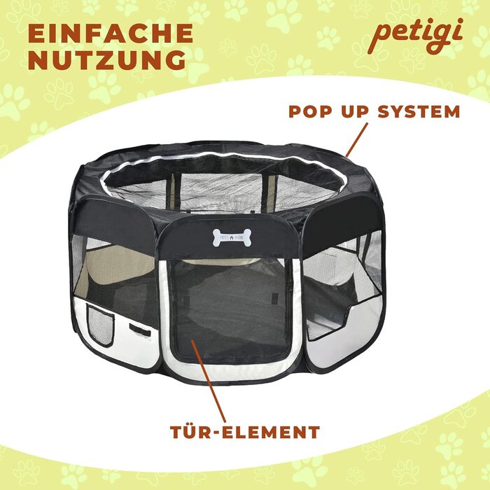Клітка для цуценят Petigi XL, 115x115x65 см, 8-кутна, рожева (чорна), для собак, кроликів, морських свинок, котів