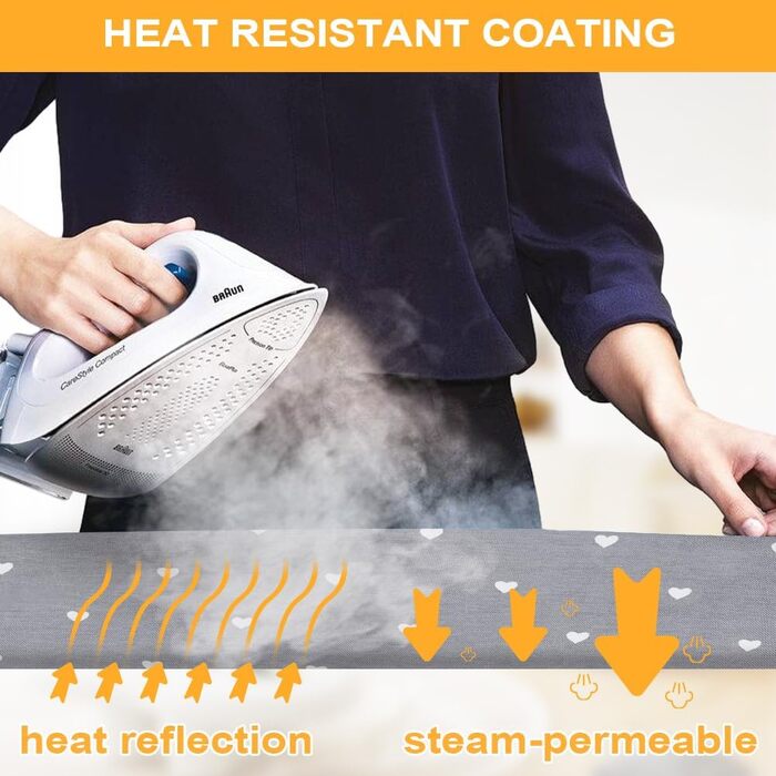 Чохол для гладильної дошки універсальний, 125x46 см, бавовна, з гумкою, підходить для парових станцій та прасок