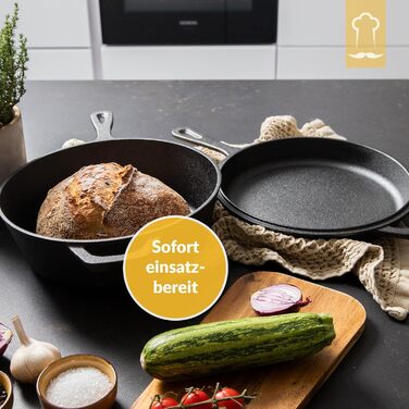 Chefaron Enameled Cast Iron Pot 2-in-1 incl. Proofing Basket and Dough Scraper. Bread Baking Dish with Lid 3L. Dutch Oven with Lid Oven-Safe. Cast Iron Pot for Baking Bread at Home. Cast Iron Dutch Oven 3L 2-in-1