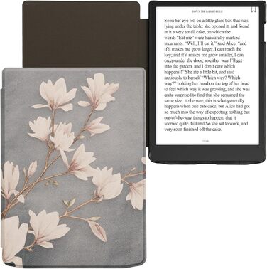 Чохол-книжка kwmobile для Pocketbook InkPad 4 / Color 3 / Color 2 / Vivlio InkPad 4 / InkPad Color 3 - Magnolien Taupe Weiß Blaugrau