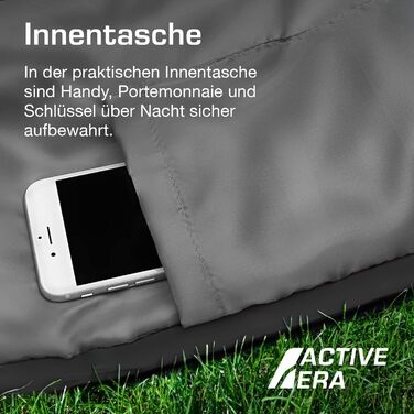 Сплячий мішок Active Era Mumienschlafsack - зимовий та літній, водонепроникний, вітрозахисний, ультралегкий, температурний режим -10°C до 10°C, компактний, для кемпінгу (чорний)