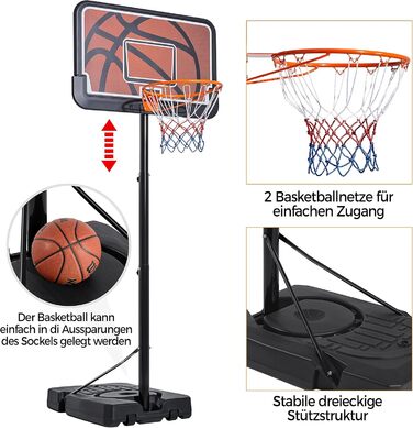 Yaheetech Adjustable Height Basketball Stand - Mobile Basketball System for Indoor/Outdoor Use - Water/Sand Fillable Hoop