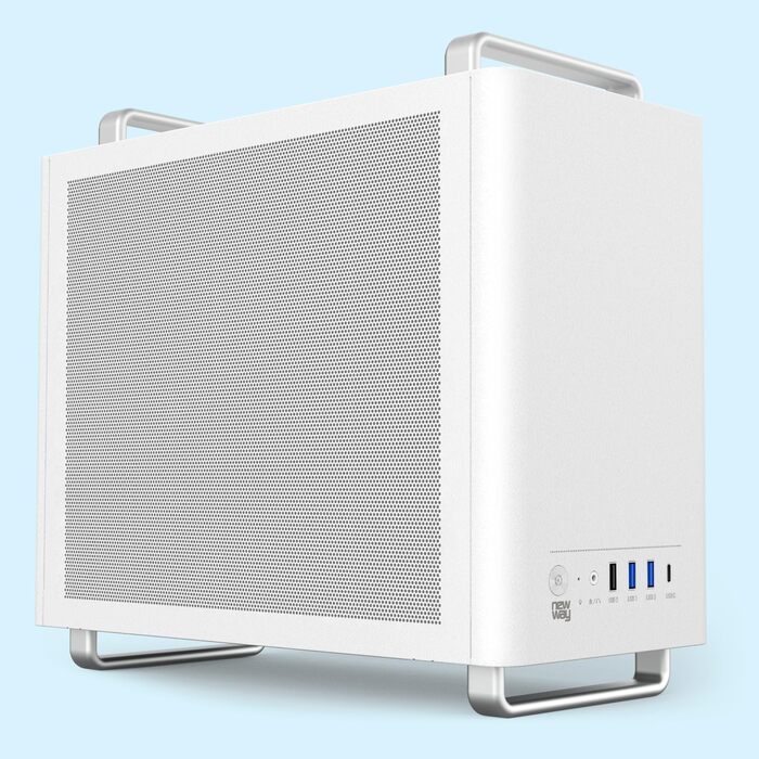 NEWWAY NC1 - Міні-ПК Tower у корпусі з металевою сіткою (білий) - Mini-ITX, Micro-ATX, ITX, USB Type-C, 9MM вентилятор