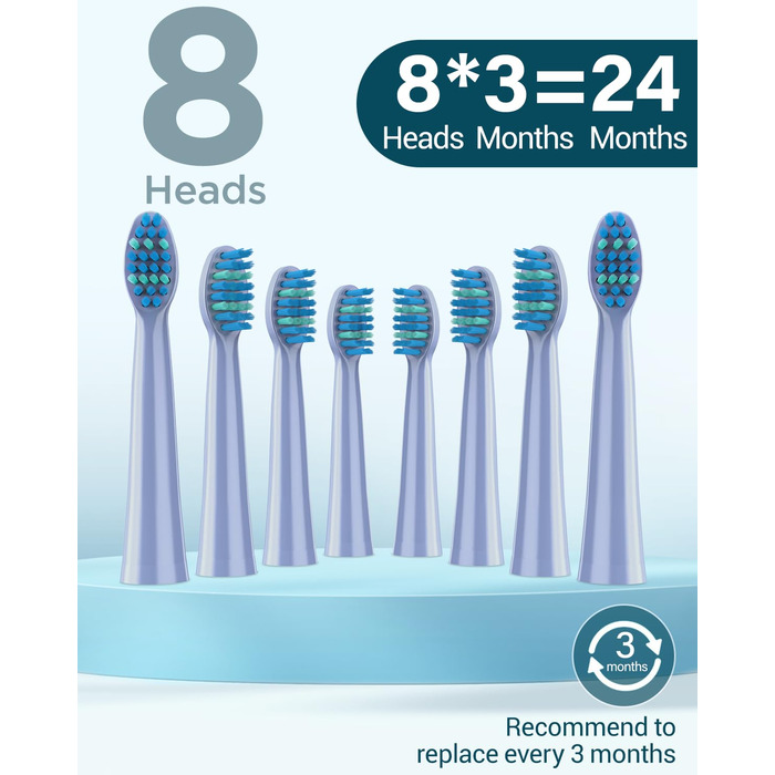 Електрична звукова зубна щітка для дорослих та дітей з 8 насадок, 5 режимів, 120 днів роботи від заряду, рожева