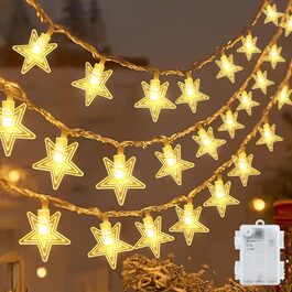 Ланцюжок світлодіодів Cshare зірки, 6м, 40 LED, на батарейках, з таймером, IP65, для саду, дому, кемпінгу, різдва, тепле біле світло