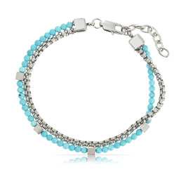 Чоловічий браслет Nami з перлами срібного та бірюзового кольорів, водонепроникний, 18+4 см, подарунок для чоловіків