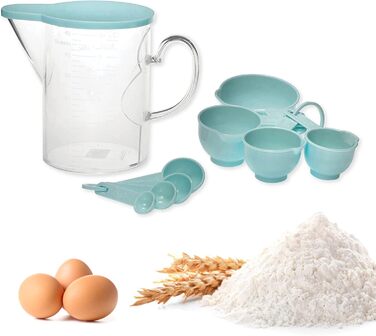 Supreme Housewares Measuring Cups and Spoons, 10-Piece Set, Plastic, Multi-Purpose Kitchen Utensils, Cooking and Baking Tools, BPA-Free, Dishwasher Safe for Liquids and Dry Ingredients (Blue)