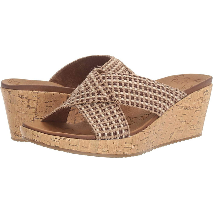 Босоніжки жіночі Skechers Beverlee-Delighted на танкетці, натуральна шкіра, 38.5 EU