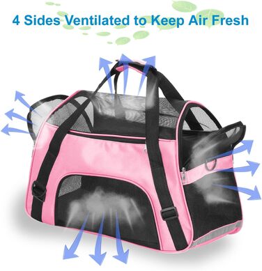 Транспортувальна сумка для тварин (кіт, собака, кролик, хом'як) - 47x27x28 см, до 5 кг, рожева