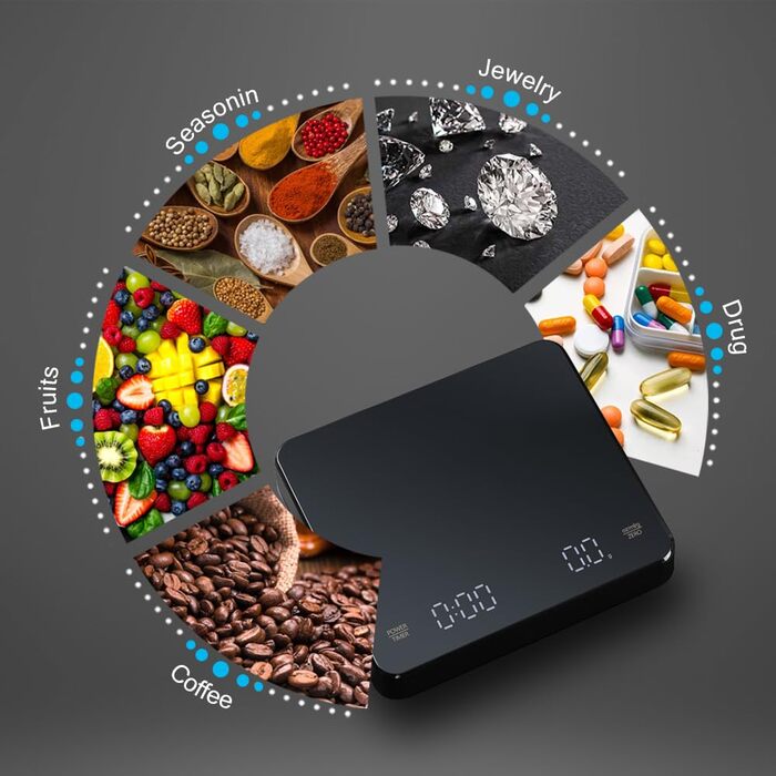 OBEST Mini Coffee Scale with Timer - 3kg/0.1g Digital Scale for Coffee Brewing, Portable Electronic Kitchen Scale with LED Display & Auto Timer