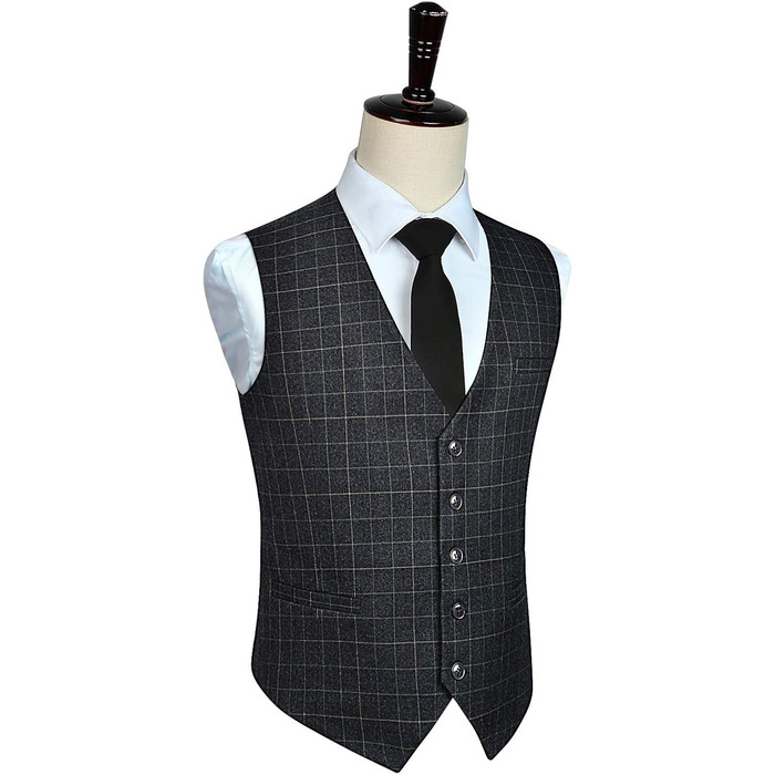 Жилет для чоловіків HISDERN з бавовни в клітинку для весілля та формальних заходів, сірий, XXL