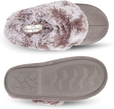 Жіночі домашні тапочки Jessica Simpson з м'якою підкладкою з штучного хутра та піною Memory Foam, неслизька підошва, сірий колір, розмір Small