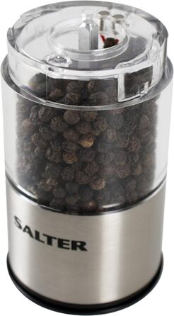 Електричні соляна та перцева млинки Salter 7522 SSTUR15UP з нержавіючої сталі, BPA-free, регулювання помолу, 60г солі/30г перцю, підсвічування