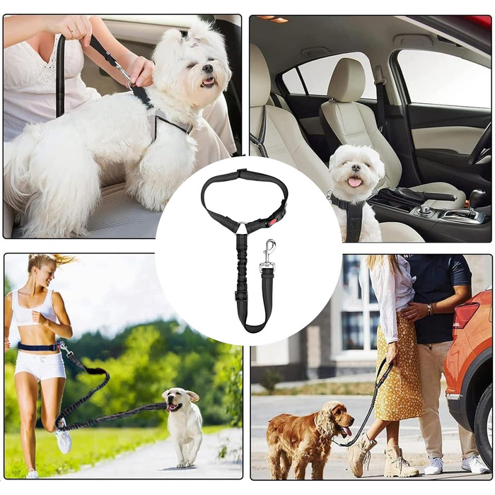Автомобільний поводок-лямка для собак: безпечний, регульований, 360° обертання, міцний