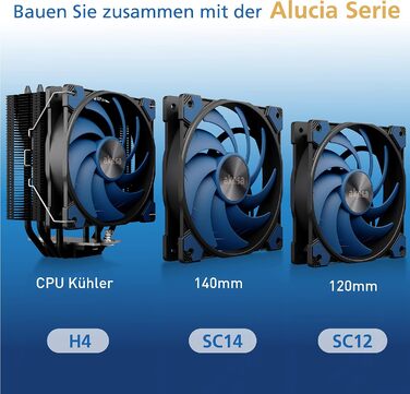 Система охолодження CPU Akasa Alucia H4 з вентилятором 120мм PWM, 4 теплові трубки, 185W TDP, для Intel LGA 2066, 2011, 1151, 1155, 1150, 1200, AMD AM4 AM5 Ryzen