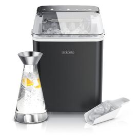 Льодогенератор Arendo Ice Cube Maker, 150 Вт, 12 кг льоду на добу, два розміри кубиків, автоматичне вимкнення, чорний
