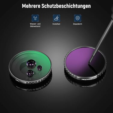 Набір фільтрів NEEWER CPL та ND для DJI Osmo Action 4/Action 5 Pro (4 шт.): CPL+ND8+ND16+ND32, аксесуари для екшн-камери, багатошарове покриття