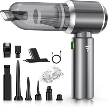 Портативний акумуляторний пилосос NVKHG 18000Pa з безщітковим мотором, 3 швидкості, для авто, дому, офісу, кухні, видалення шерсті тварин (сірий)