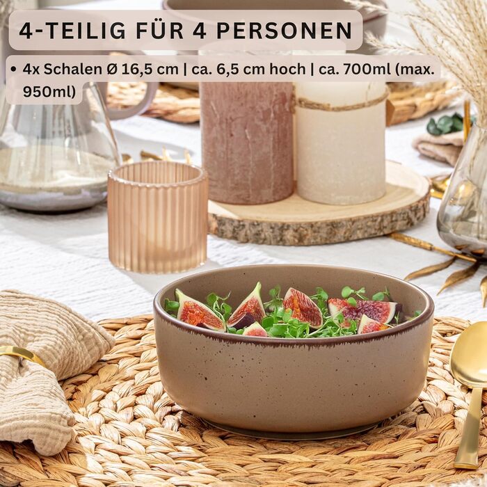 Набір посуду SÄNGER Kombiservice 30 предметів (6 осіб) з кераміки: тарілки, миски, тарілки для пасти, чашки | VALUE COLLECTION (Bombay Oak)