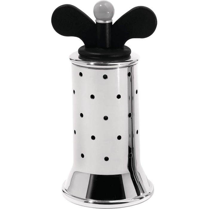 Перецьмолка Alessi 9098 B з ребристим дизайном, нержавіюча сталь і термопластик, чорна, 8.5x6.5x11.7 см