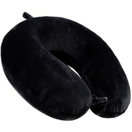 Подушка для шиї у літак/подорожі Memory Foam, підтримка шиї, зручна та легка, Quick Pack, для кемпінгу та сну (Чорний)