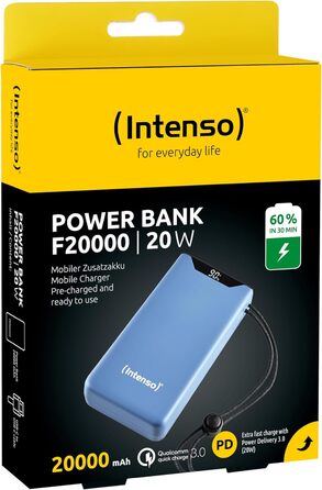Powerbank Intenso F10000: 10000mAh, USB-C, USB-A, Швидка зарядка (PD 20W, QC 18W), Жовтий