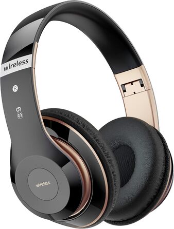 Бездротові навушники Lankey Sound Bluetooth Over-Ear з 6 EQ, FM, SD/TF, вбудованим мікрофоном, 65 годин роботи, чорний колір