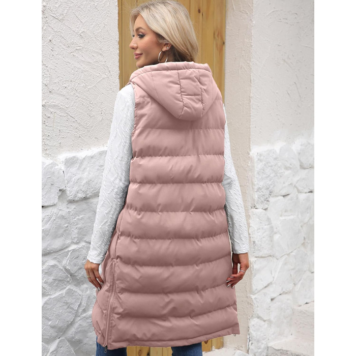 Жіноча зимова жилетка Maeau: тепла, тримає тепло, з капюшоном та кишенями, розміри S-3XL, рожевий колір